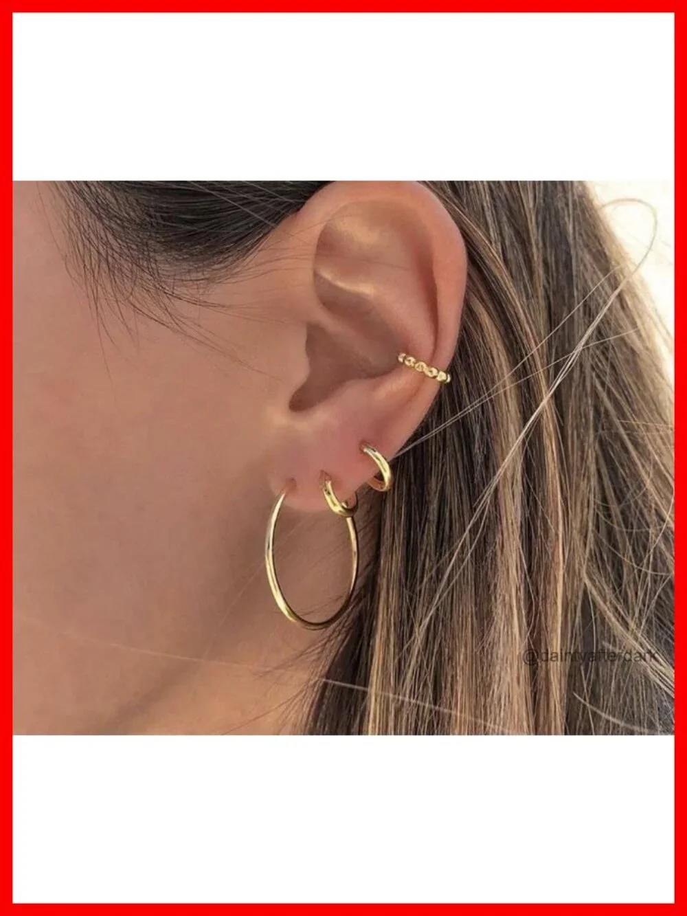 3 Pairs Gold Hoop Earrings Set 14K Gold Plated 925 Sterling Silver Post